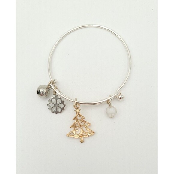 Christmas Holiday Expandable Charm Bracelet Tree Snowflake Bell - Picture 4 of 5